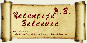 Melentije Belčević vizit kartica